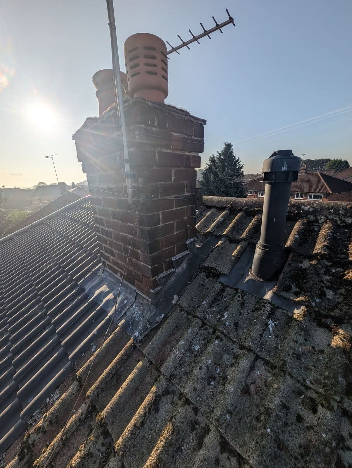 Chimney before flashing repair