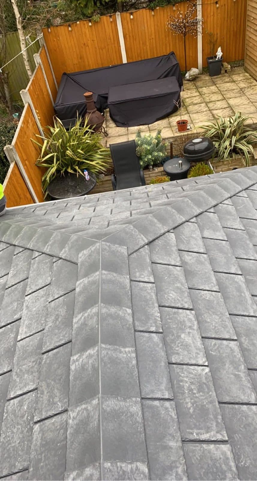 Tiled hip on a conservatory roof