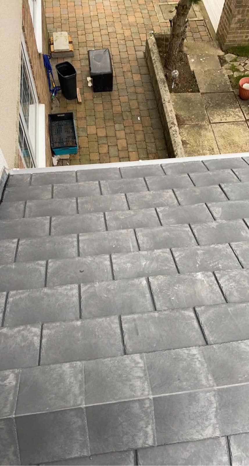 Close-up of lightweight conservatory roof tiles