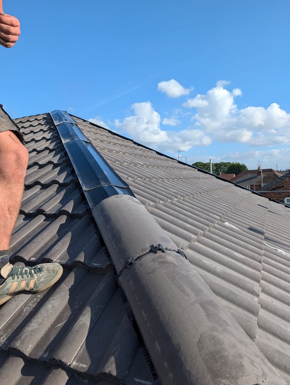 Dry ridge system being fitted