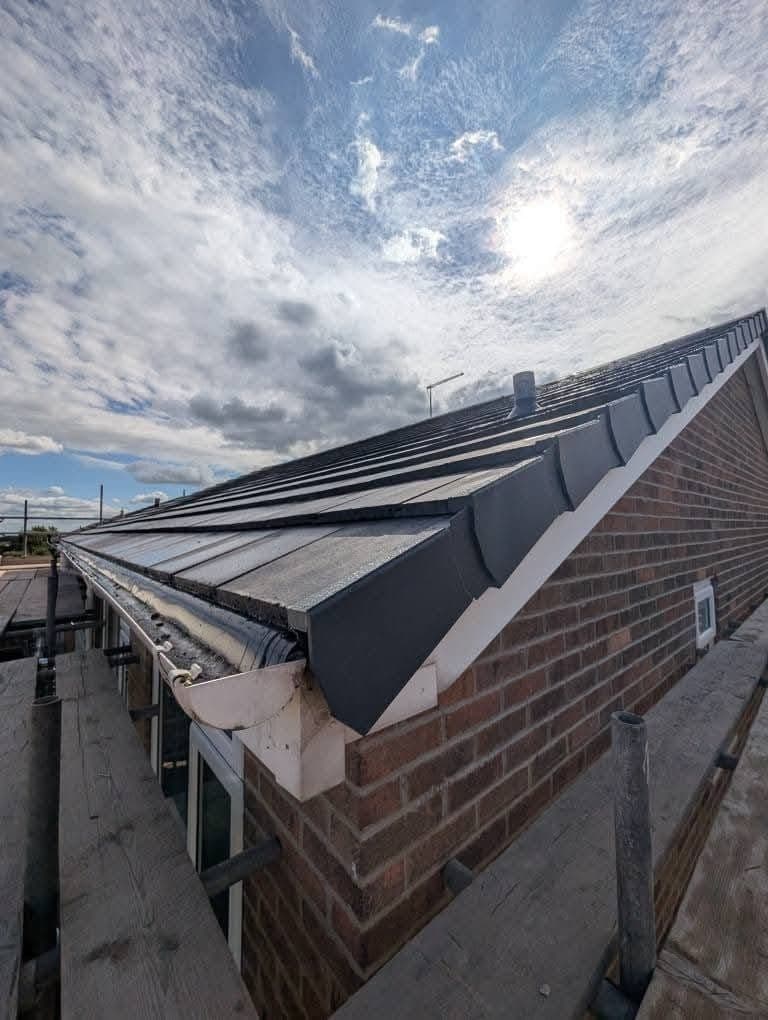 Dry verge and new fascia on a re-roofed gable end