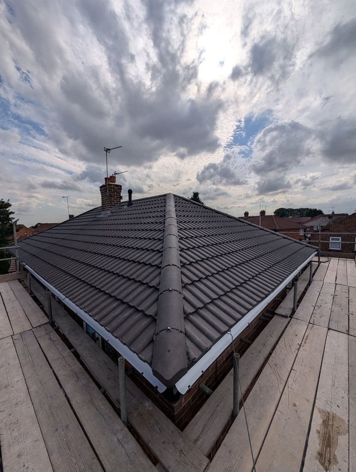 New hipped roof on a bungalow with dry-fix ridge