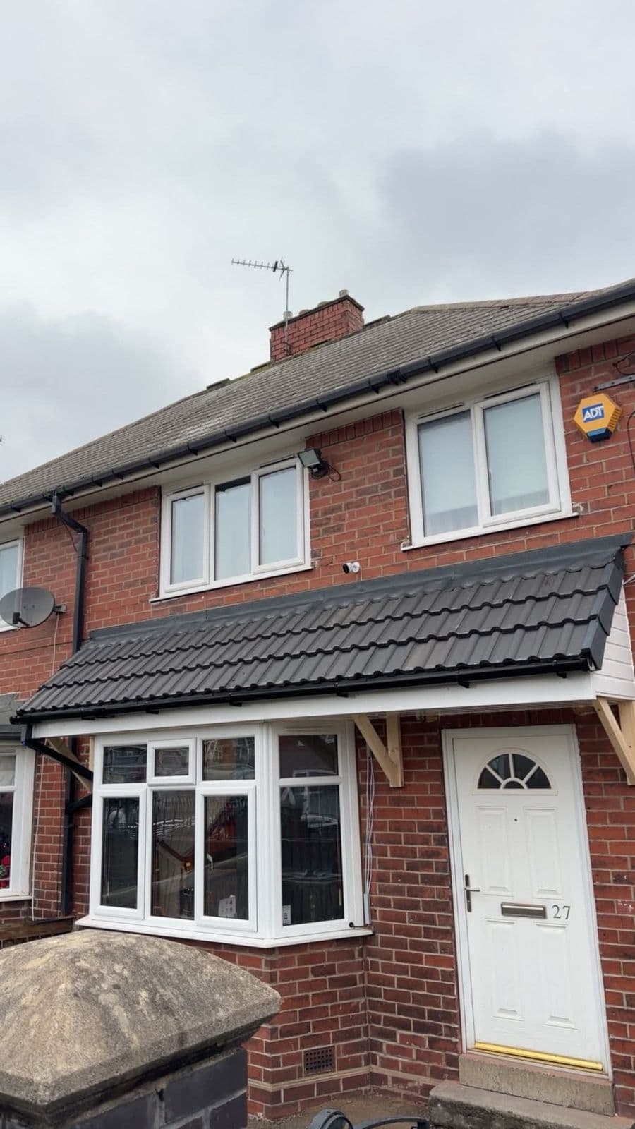 Finished porch canopy with new tiles