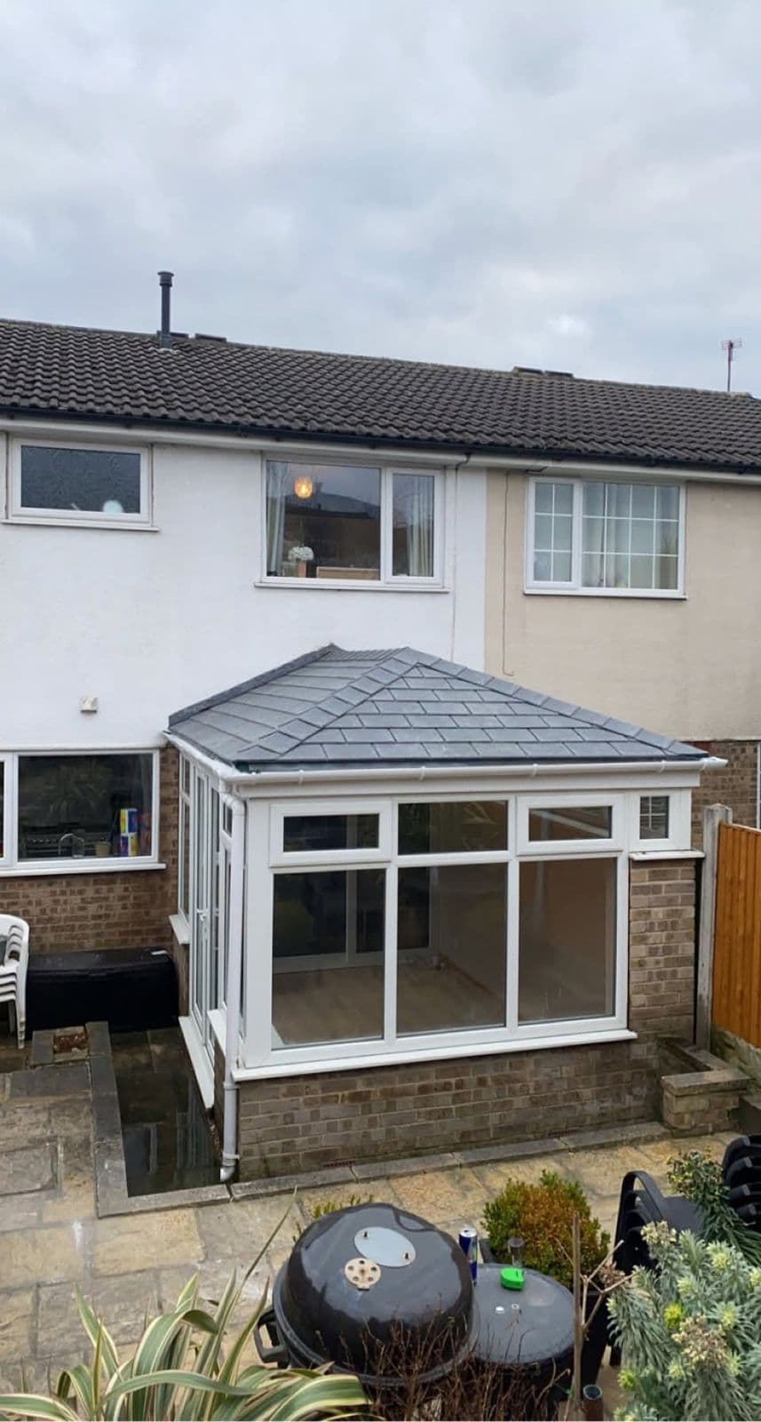 Tiled roof on a lean-to conservatory